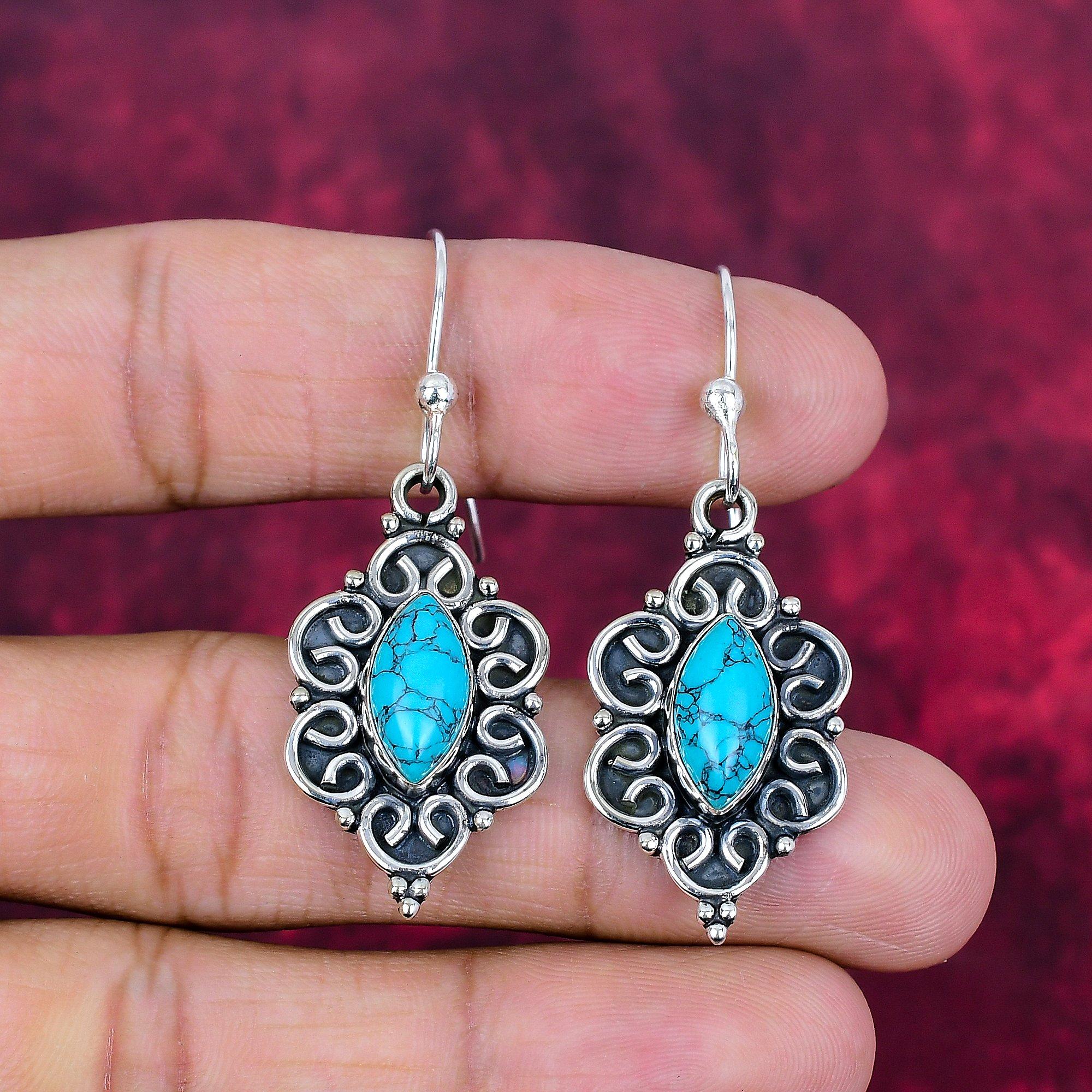 

Серьги из аризонской бирюзы ручной работы, серьги из стерлингового серебра 925 пробы, антикварные украшения, для подарка на помолвку 1.96 Inches