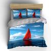 Red Sailboat Ocean Bedding Set Bedding Duvet Cover Set Duvet Cover Pillowcases (1 * Duvet Cover 2 * Pillowcases, Without Duvet Insert)