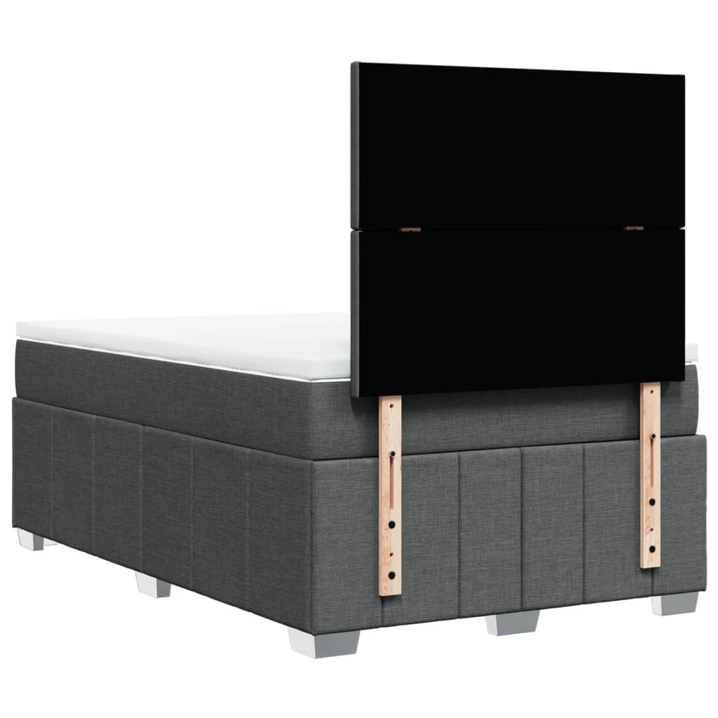 Box Spring Bed with Mattress Dark Gray 120x190 cm Fabric