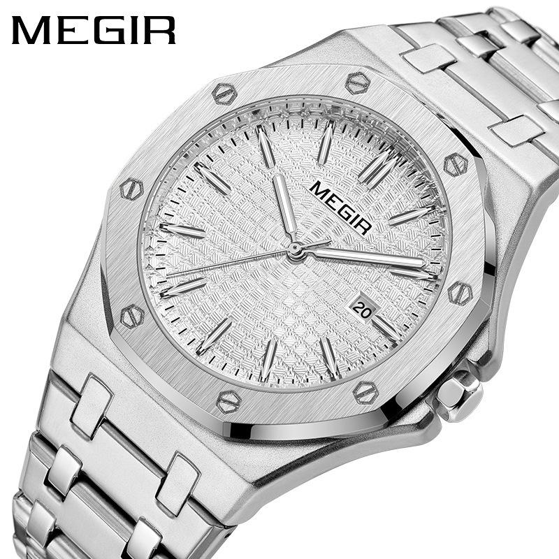 Men'S Classic Business Steel Belt Watch Waterproof Luminous Calendar Watch 1085