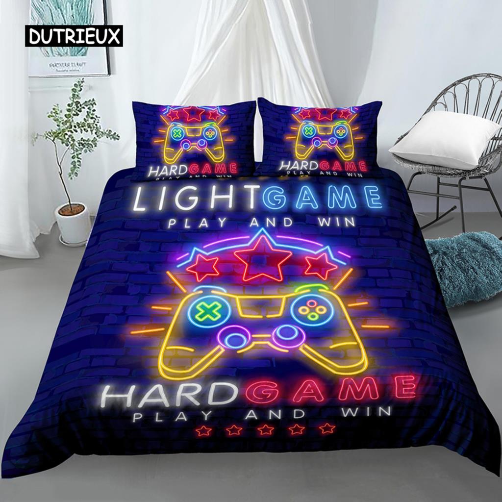 Bedding Set for Boys Modern Gamer Comforter Cover Video Game Duvet Cover Kids Bedding Set Gamer 2/3pcs Polyester Quilt Cover