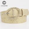 Women Belt Cummerbund Ceinture Femmel Glitter Gold Fashion Casual High Quality Female Belt for Women Silver Pu Waist Belt AL103