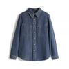 Women's French Retro Blue Denim Shirt - 2025 Spring Layering Versatile Top