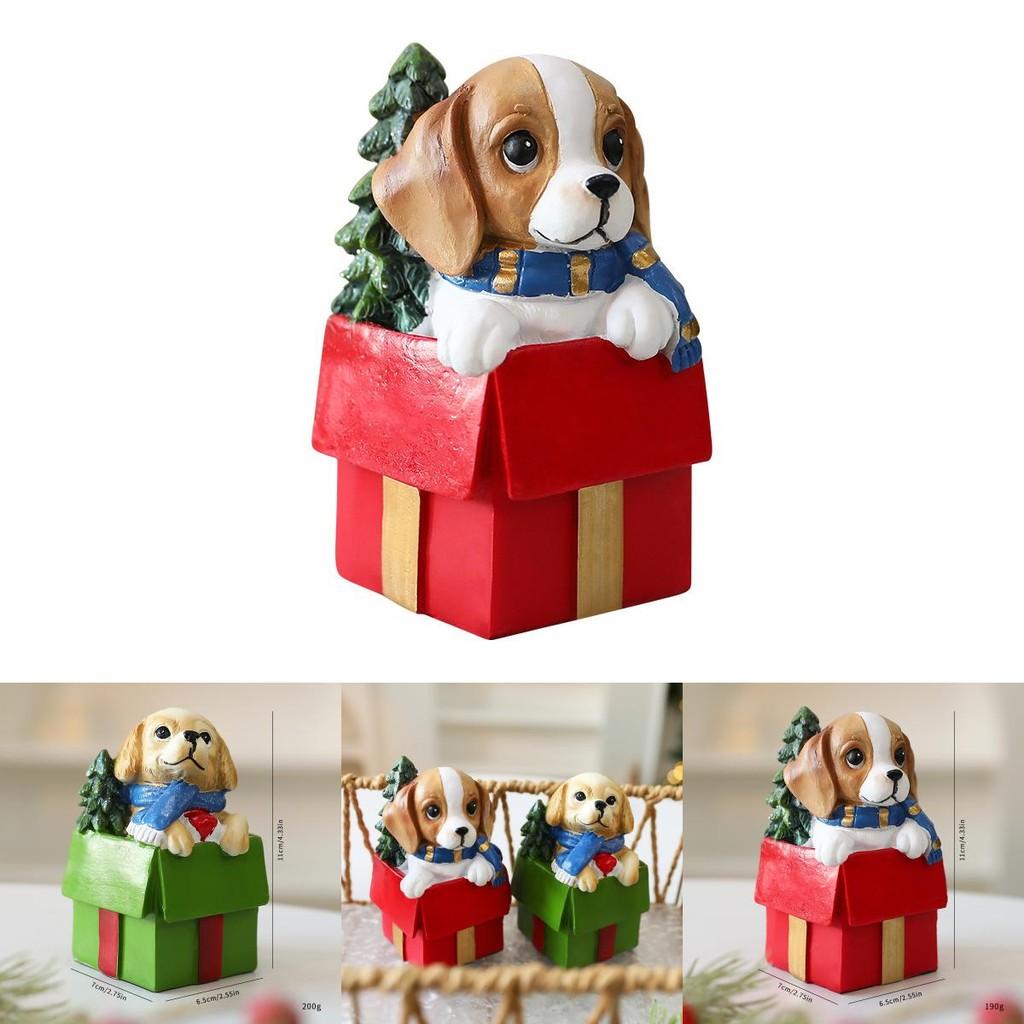 Cute Gift Puppy Resin Desktop Ornament For Holiday Scene Display