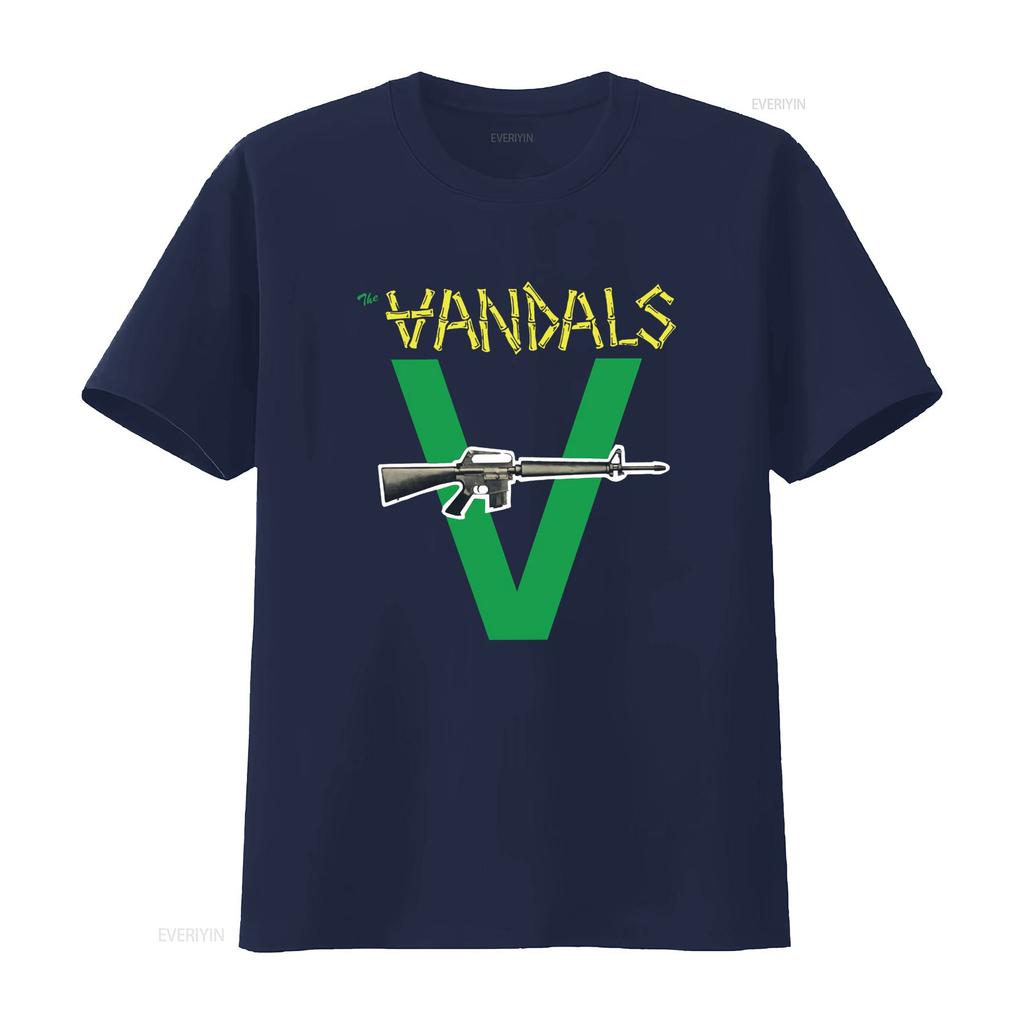 Mens The Vandals Original Logo Green V and Gun Print T Shirt Medium Black vintage Washed streetwear designer clothes