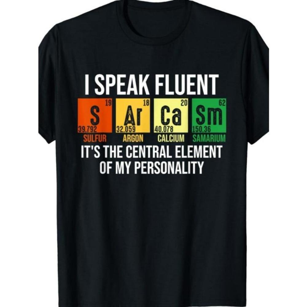 Europäische Größen Ich spreche fließend Sarkasmus Lustiges Wissenschaftslehrer Nerd Geschenk Unisex T-ShirtBequeme & Modische Paarkleidung