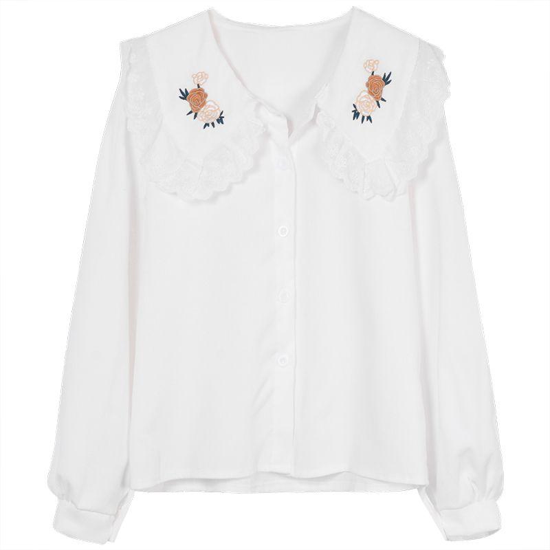 

Осенняя рубашка с длинным рукавом, женская дизайнерская блузка Niche, французский уникальный шик, верхние части XL белый