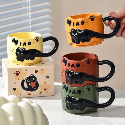 Tazza Impilabile Gatto Tazza Creativa Acqua da Bere per Intrattenere gli Ospiti Tazze per Casa Set Manico Tazza da Caffè in Ceramica
