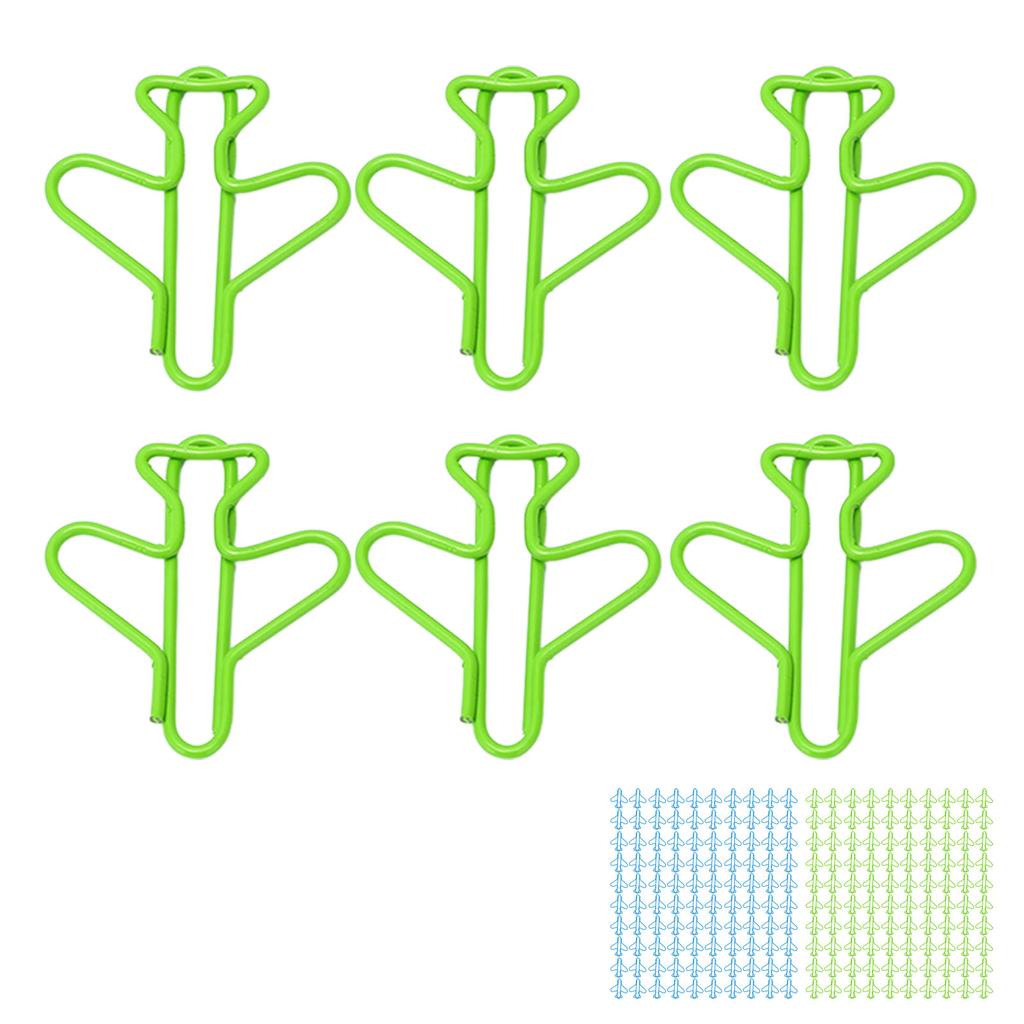 100Pcs Cute Paper Clips Plane Shape Design Covered Wire Bright Color Fancy Paperclips for Scrapbook