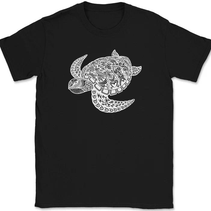 Turtle Mandala T-Shirt Beautiful Pattern Ocean Shell Gift Text Tee