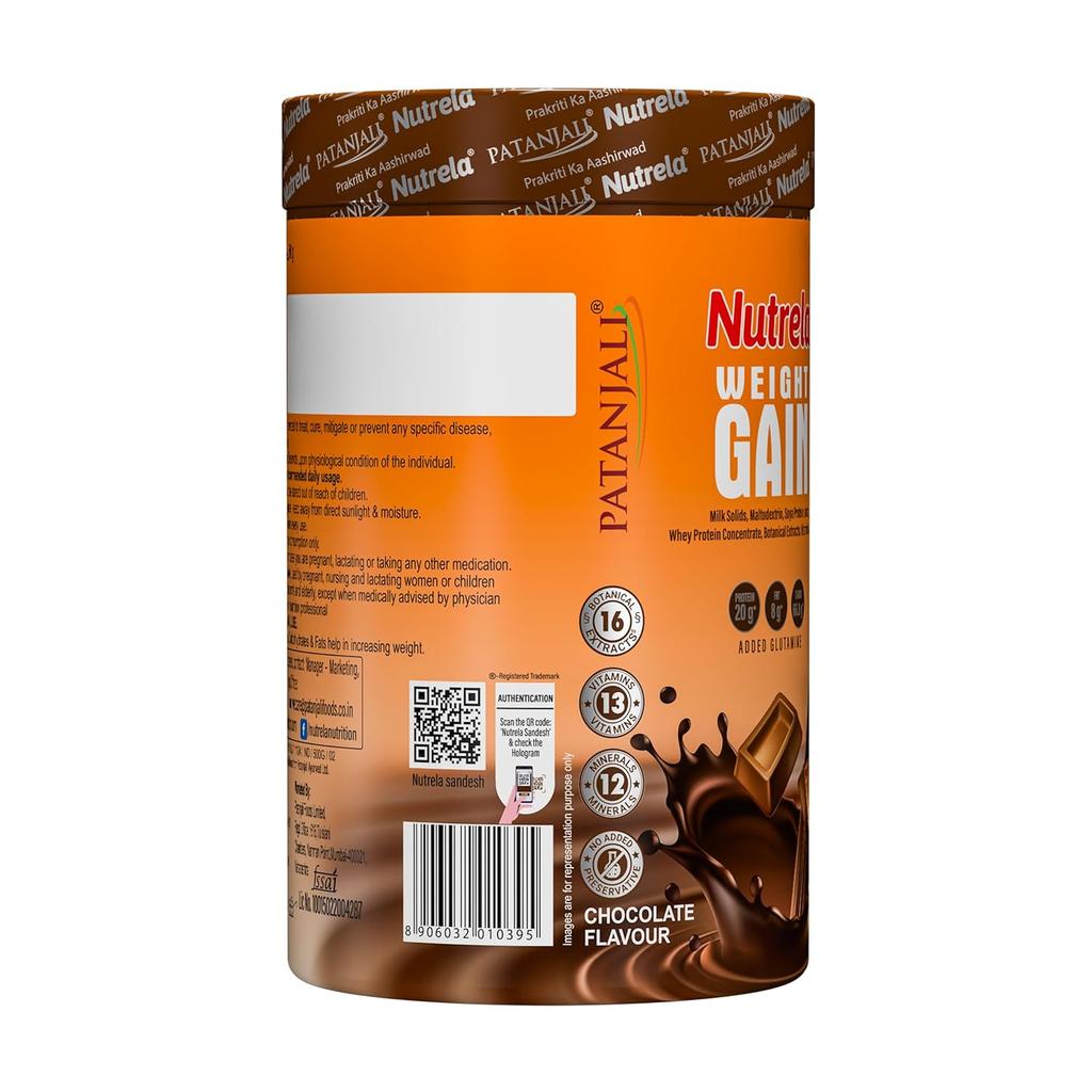 Nutrela Weight Gainer Chocolate Flavour 500 g High Calorie Mass Gainer Protein Powder For Weight Gain And Muscle Support