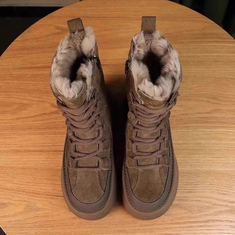 Snow Boots Women's Midsole Winter 2025 New Style with Plush Warm Short Boots Versatile Waterproof Anti Slip Cotton Women's Boots