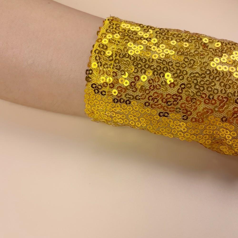 Elastic Sequin Half Finger Gloves Sequined Polyester Reflective Stage Gloves Solid Color Creased Fingerless Performance Handwear