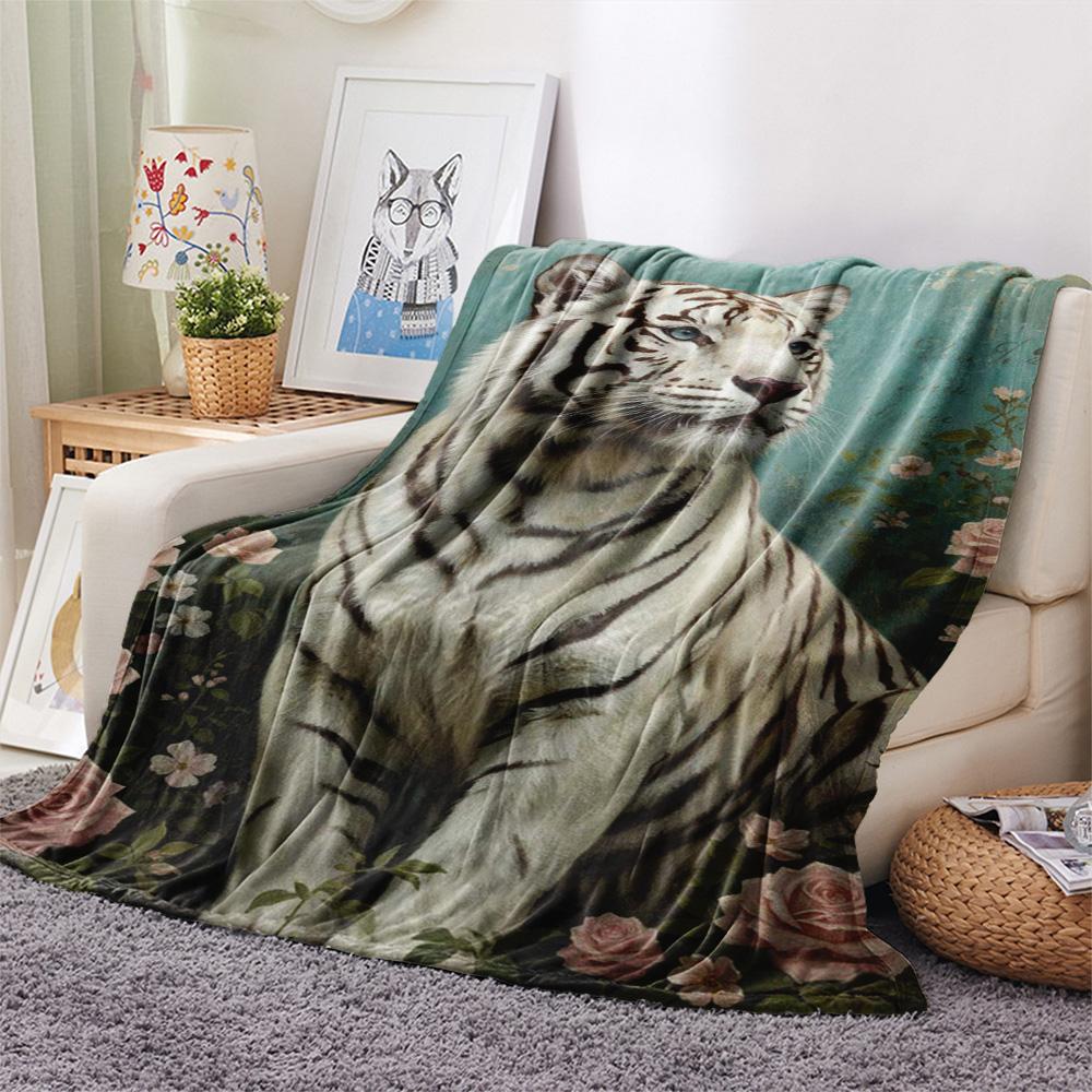 1 Stück Retro Realismus Druck Flanell Decke, Hohe Qualität, Bequem für Alle Jahreszeiten, Heimdeko, Wärme und Komfort