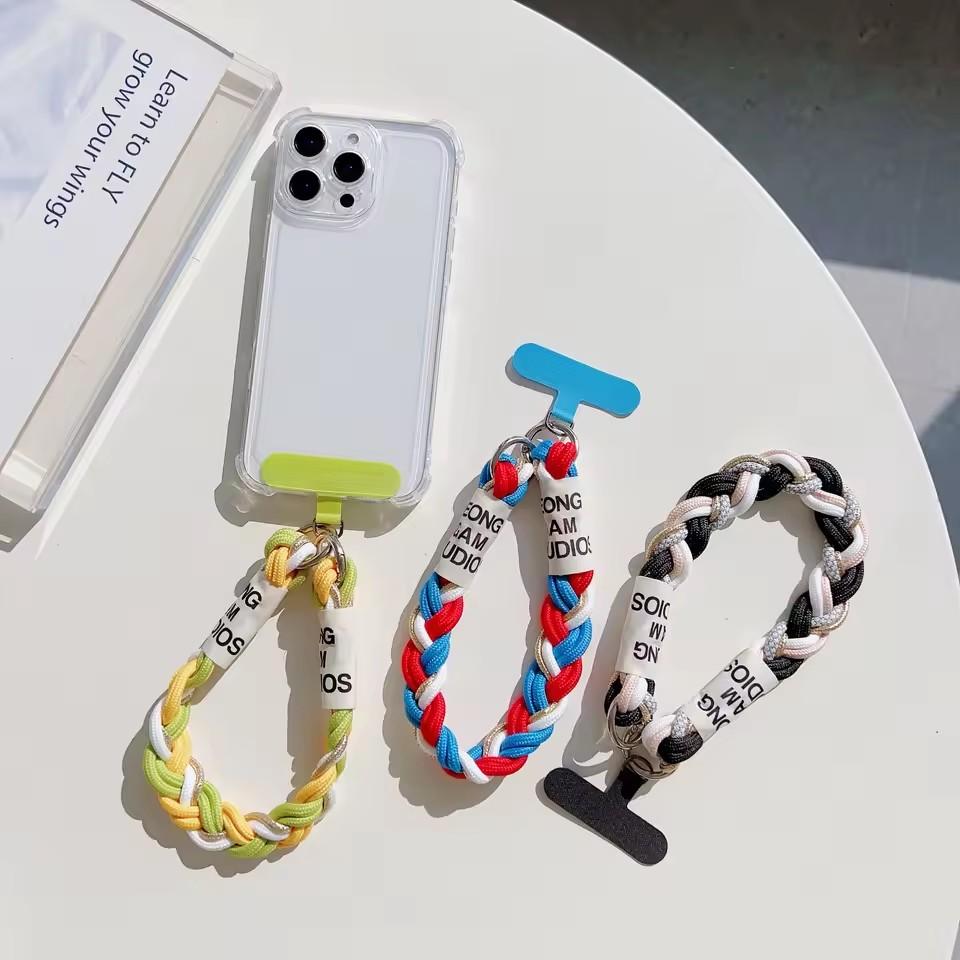 Short Hand Wrist Strap Colorful Accessories for Mobile Phone Color Collision Lanyard Wristband Hanging Rope for Cell Phone Case