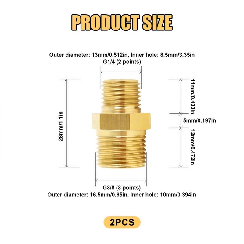 Strong Double Male Threaded Brass Fitting Universal Pipe Connector Univsersal Pipe Adapter for Home & Industrial Use