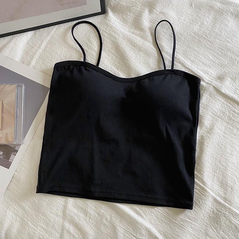 

Весна и Лето Одежда для Улицы Маленький Топ-Халтер Женский с Фиксированной Чашкой Нишевый Внутри Ладони Красивая Спина Обхват Груди Пряный Топ One size