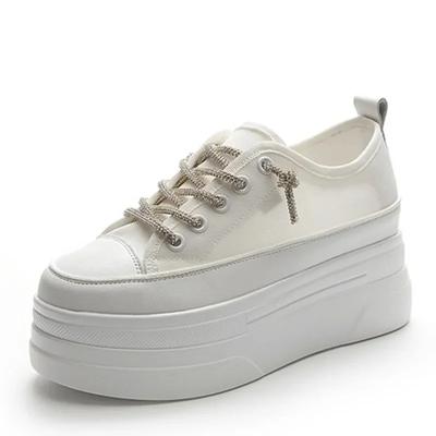 8cm Andningsbara Air Mesh Äkta Läder Dambattformsskor Kilsneakers för Kvinnor Sommarskor Mode Sneakers