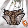 Women Leopard Bownot Transparent Briefs Underwear Lace Thongs Leopard Panties