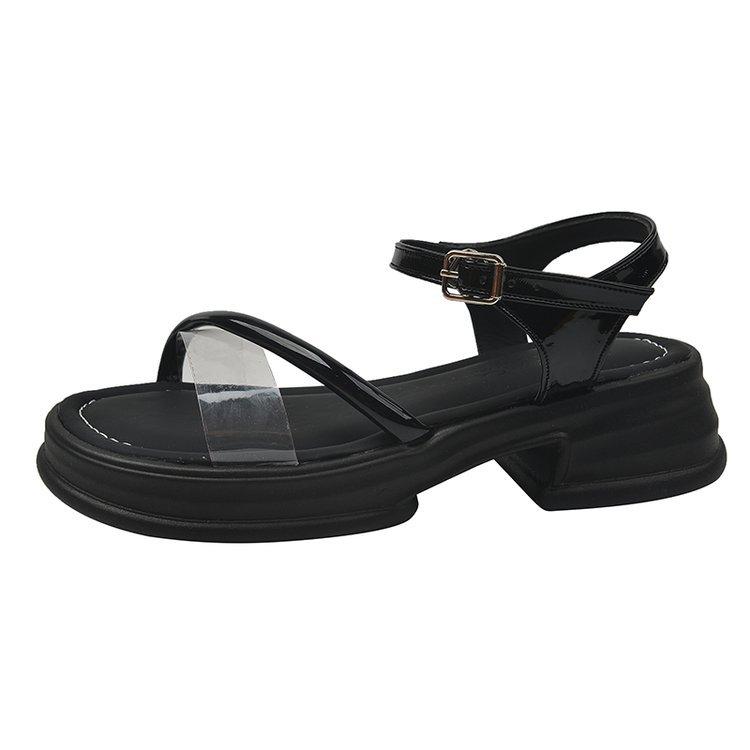 

Летние повседневные римские сандалии с толстой подошвой для женщин 35 чёрный