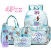 4 Pezzi/set Zaino Stampato Cacciatori di Demoni Cartoni Animati Borsa Astuccio con Borraccia da 750 ml per Ragazzo Ragazza Adolescente Zaini Scolastici di Grande Capacità