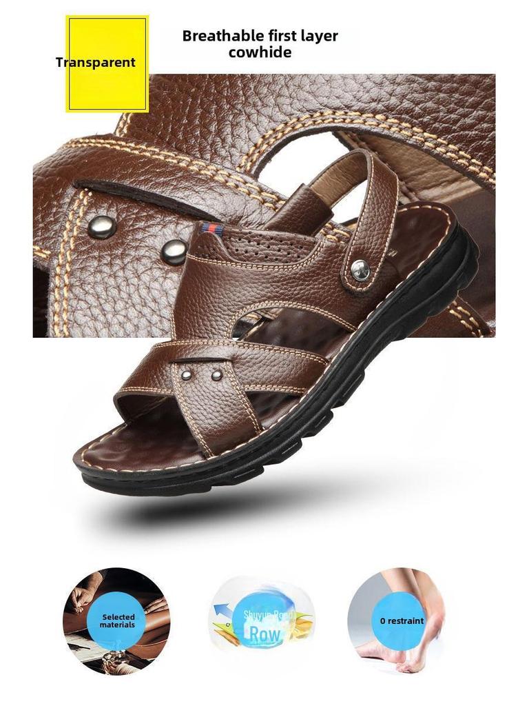 Lässige Strandsandalen aus Leder für Herren: Neue bequeme Outdoor-Schuhe aus echtem Leder mit doppeltem Verwendungszweck