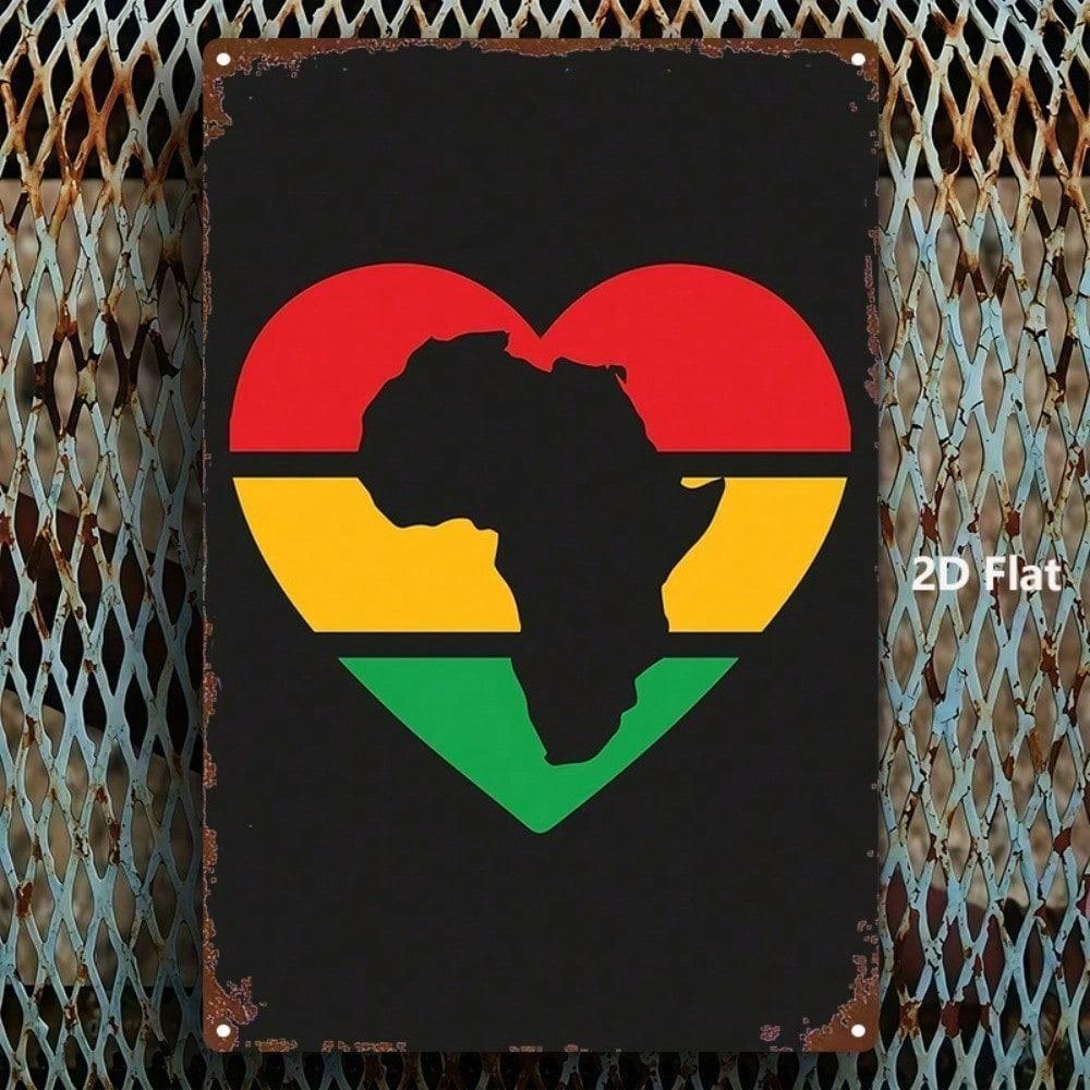 African Heart Metal Wall Art Sign 8x12 Inches Vintage Decor for Living Room