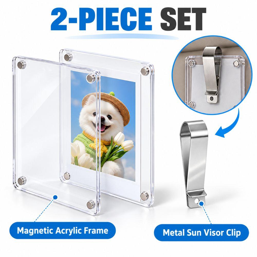 Magnetic Attachment Magnetic Photo Frame Transparent Mini Snapshot Holder Car Sun Visor