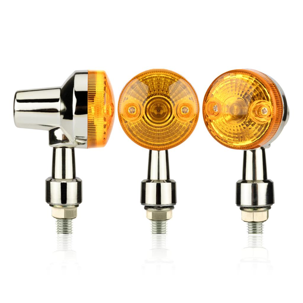 2 Stück Motorrad-Blinker für GN/CG125 Universeller Ersatz Vintage Runde Blinkerlampe Bernstein Blinker
