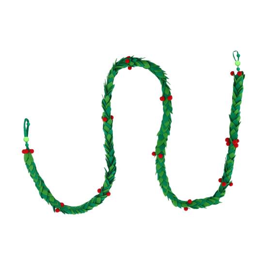 

Рождественская гирлянда из фетра «Остролист» длиной 6 футов, гирлянда из листьев омелы ручной работы с красными ягодами для украшения дома, свадьбы, каминной полки зелёный