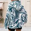 Women Plus Size Zip Up Hoodie Long Sleeve Drawstring Hood Swirl Print Pink Blue Purple With Pockets