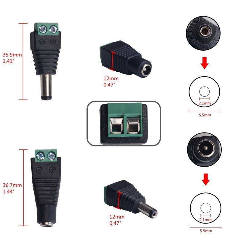 No Soldering Male Female Camera Monitoring Video Cable Plug Connector for Home Security Camera Cabling Installation