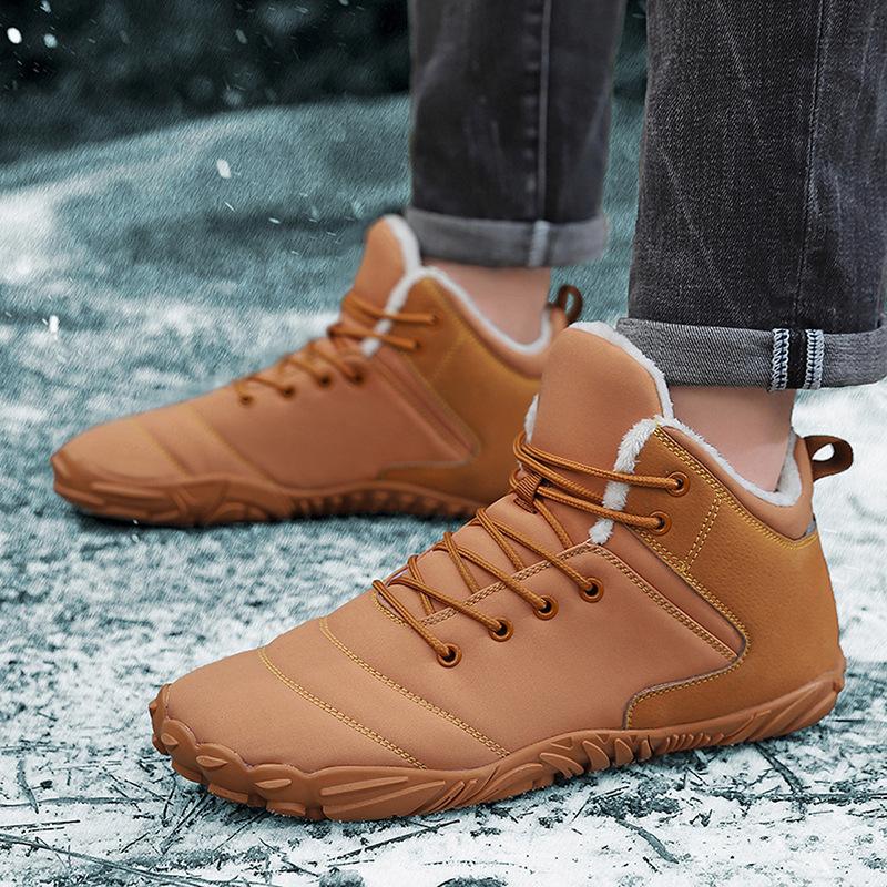 Outdoor winter snow boots men's waterproof barefoot five-finger cotton shoes women's velvet thickened warm non-slip cotton boots