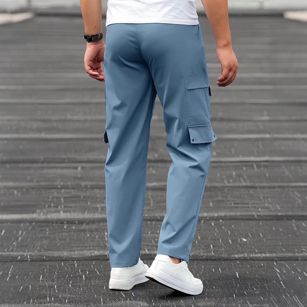 Men's Casual Straight Leg Cargo Sweatpants with Multiple Pockets