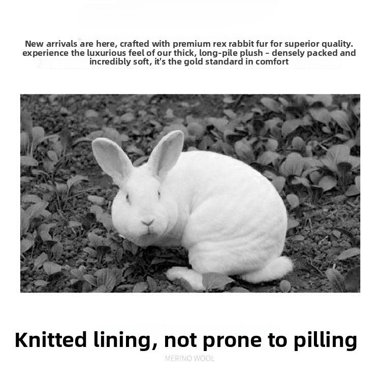 Knitted Hat Winter Rex Rabbit Knitted Middle-aged and Elderly Warm Thick Fur Fashion New Mother Ear Protection Pineapple Hat