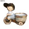 Creative Resin Cartoon Characters Boys and Girls Sculptures with Flower Pots Villa Garden Decor Landscape Home Decor Accessories