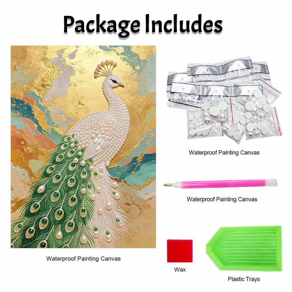 5D Round Pearl Painting Kit Majestic Peacock Pattern DIY Handmade Rhinestone Art Home Interior Decor Gift