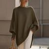 Poncho Oversize da Donna Maglione a Maglia Girocollo Maniche a Pipistrello Ampio Tinta Unita Pullover Autunno Inverno Maglione