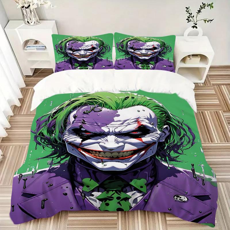 3pcs Joker Clown Bedding Set, Duvet Cover and Pillowcases Machine Washable Seasons all suitable, Design for Bedroom (No Filling)327
