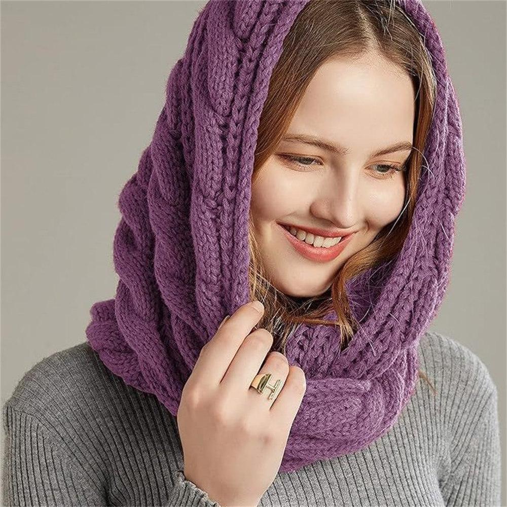 Winter Knitted Scarf Thickened Fleece Lined Warm Neck Warmer Cable Knit Pattern Soft Cozy for Cold Weather