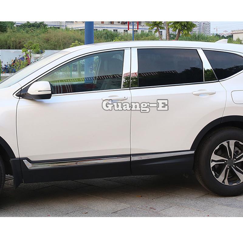 Car Stick Stainless Steel Car Window Garnish Pillar Window Middle Strip Trim For Honda CRV CR-V 2017 2018