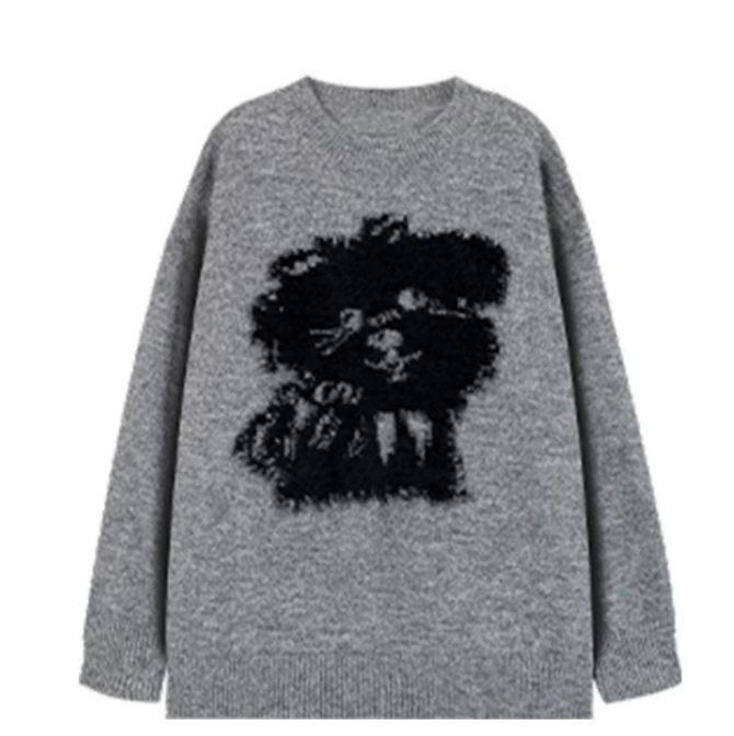 Women's Retro Soft Knit Pullover Sweater - Early Autumn, Loose Fit, Long Sleeve, Cozy and Relaxed Style
