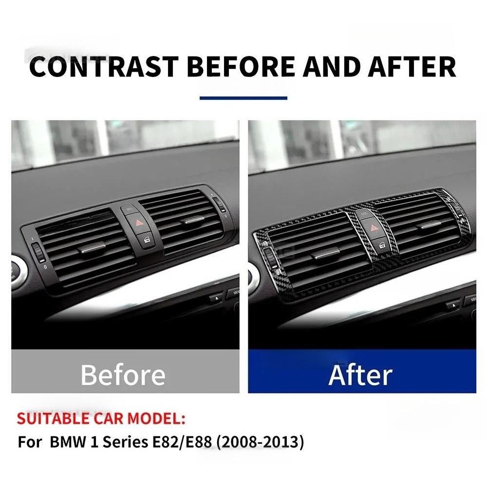 For BMW 1 Series E82 E88 2008 2009-2013 Accessories Soft Carbon Fiber Car Center Air Outlet Vent Cover Sticker Interior Trim