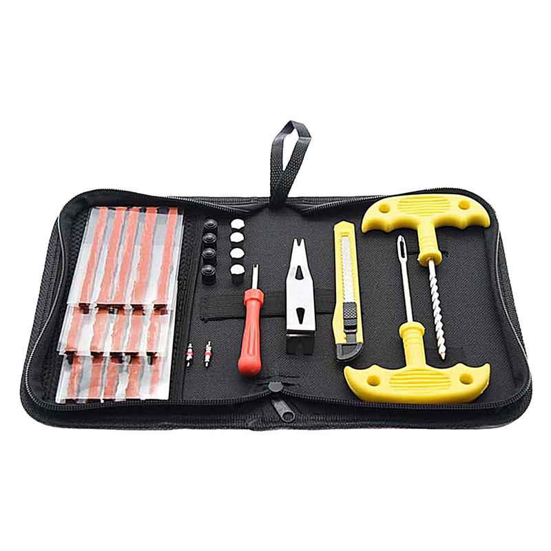 32 PCS Car Tire Repair Tool With Rubber Strips Tire Repair Needle Valve Core Tools Steel Spiral Needles Puncture Tire Repair KiT