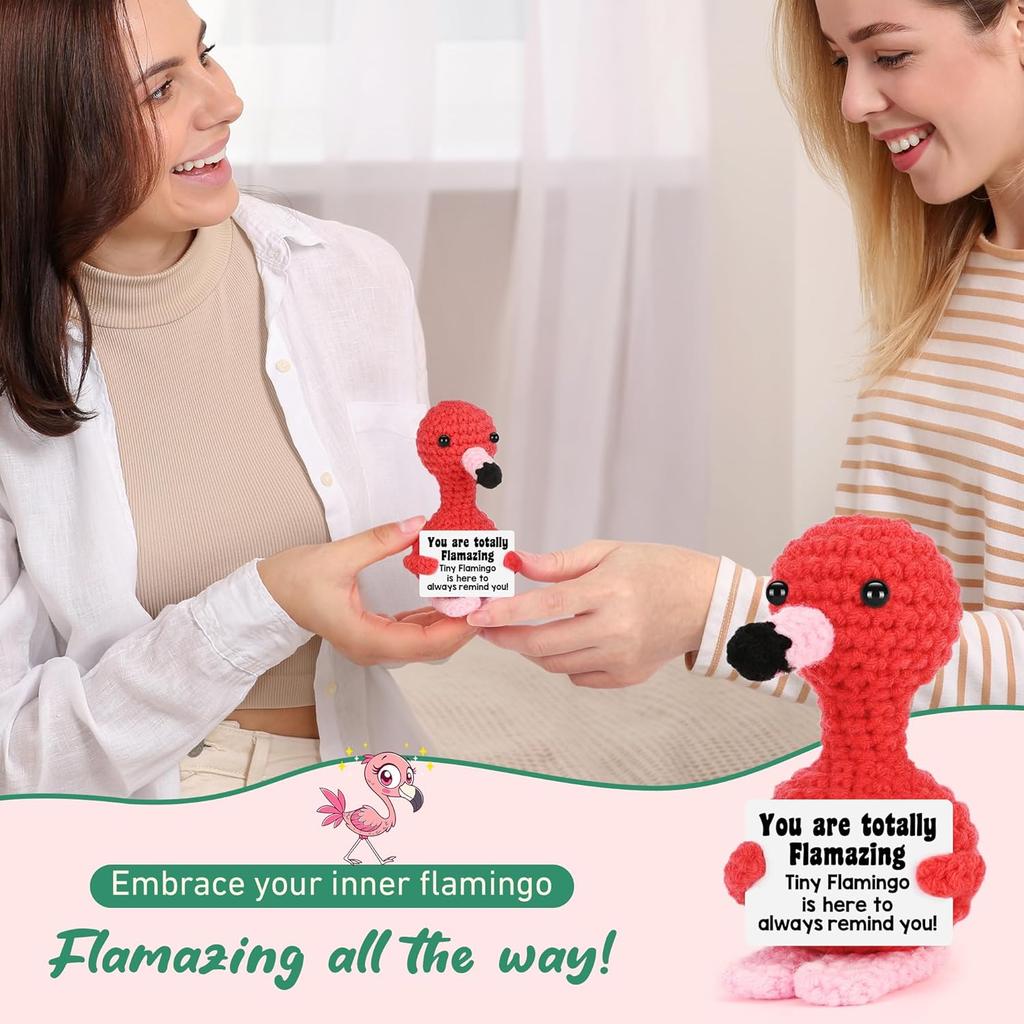 Positive Energy Duck Doll Hug Pocket Mini Handmade Plush Wool Knitting Dolls Funny Emotional Support Crochet Gift for Birthday