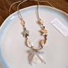 Trendy Shell Bow Pendant Necklaces for Women Starfish Imitation Pearl Starfish Necklaces Sweet Seaside Vacation Style Neck Jewel