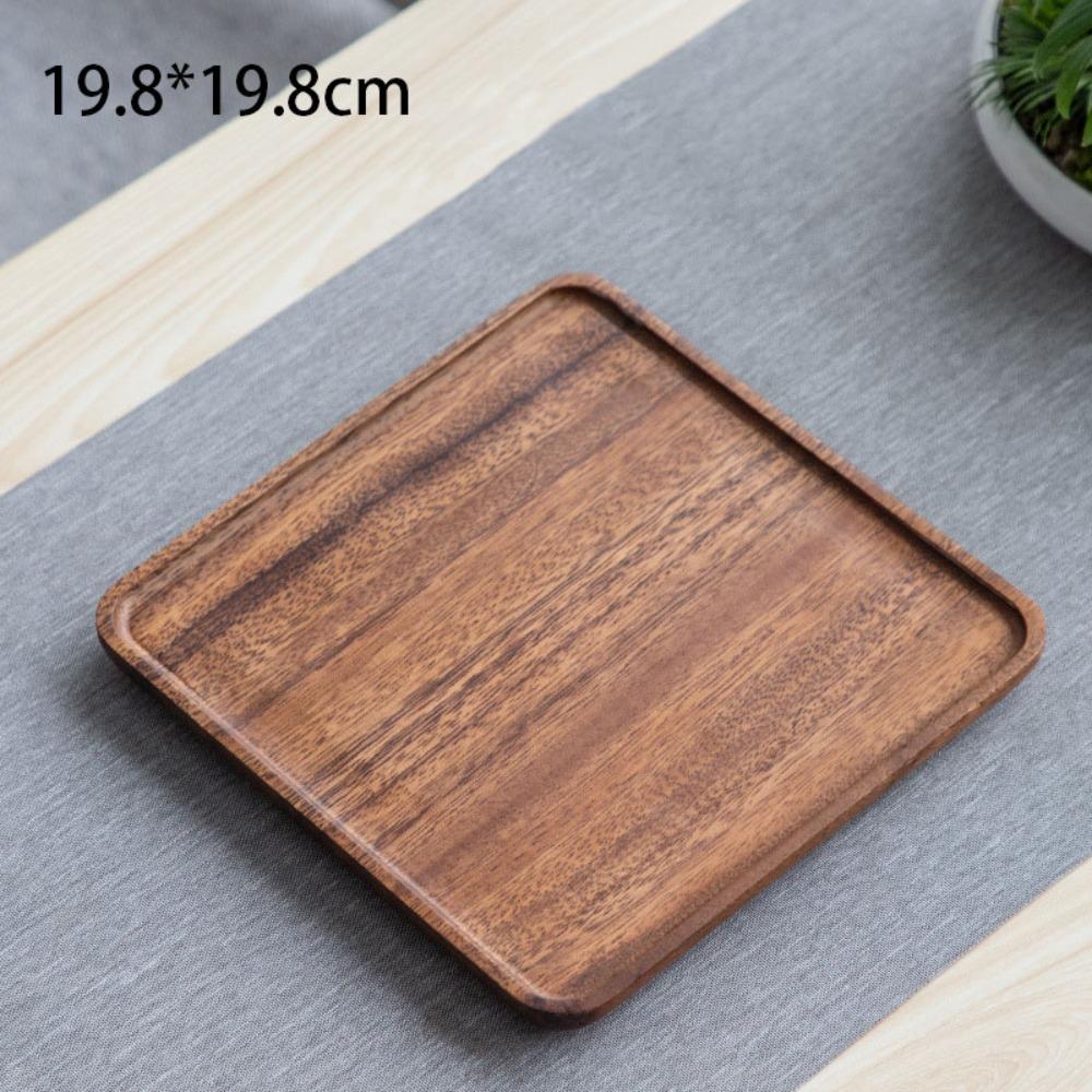 Walnut Tea Tray Round Wooden Tea Tray Plate Retro Serving Platter Tray  Tea