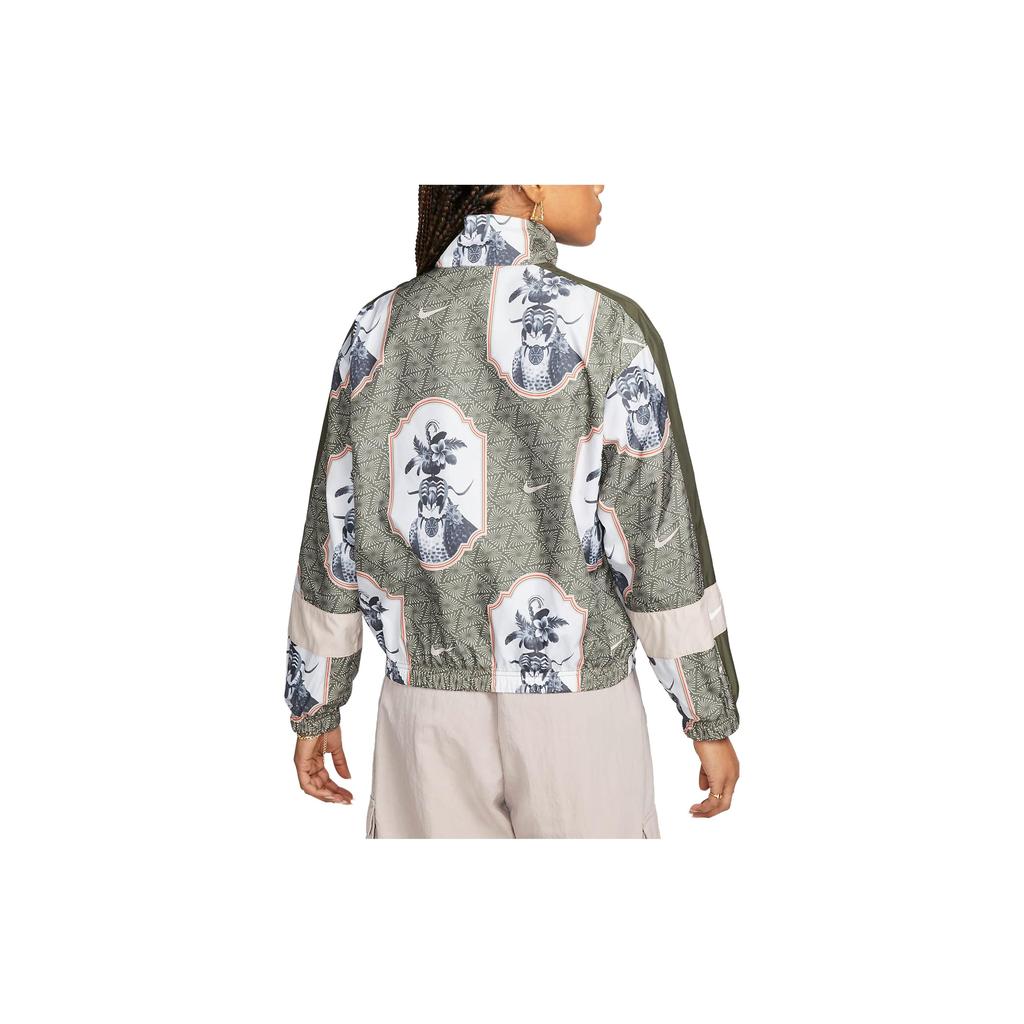 Nike Nigeria Essentiel Imprimé All Over Veste Décontractée à Col Montant Femmes vestes Kaki DV1943-325