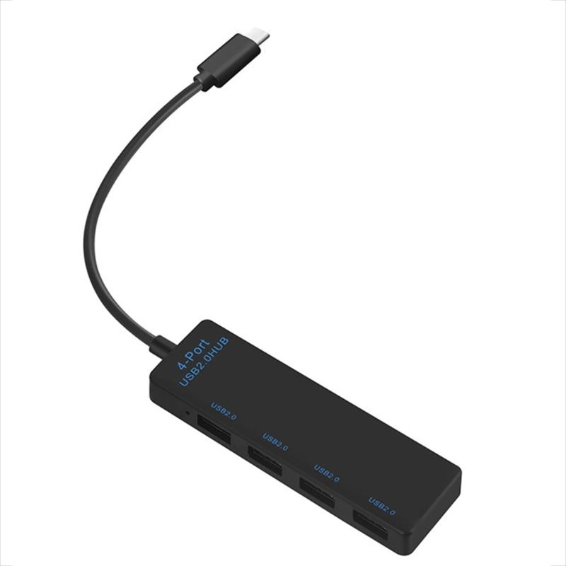USB C To 4 Port USB 2.0 Hub Adapter for Connecting Mouse Keyboard Flash Drive and More Charging Dock