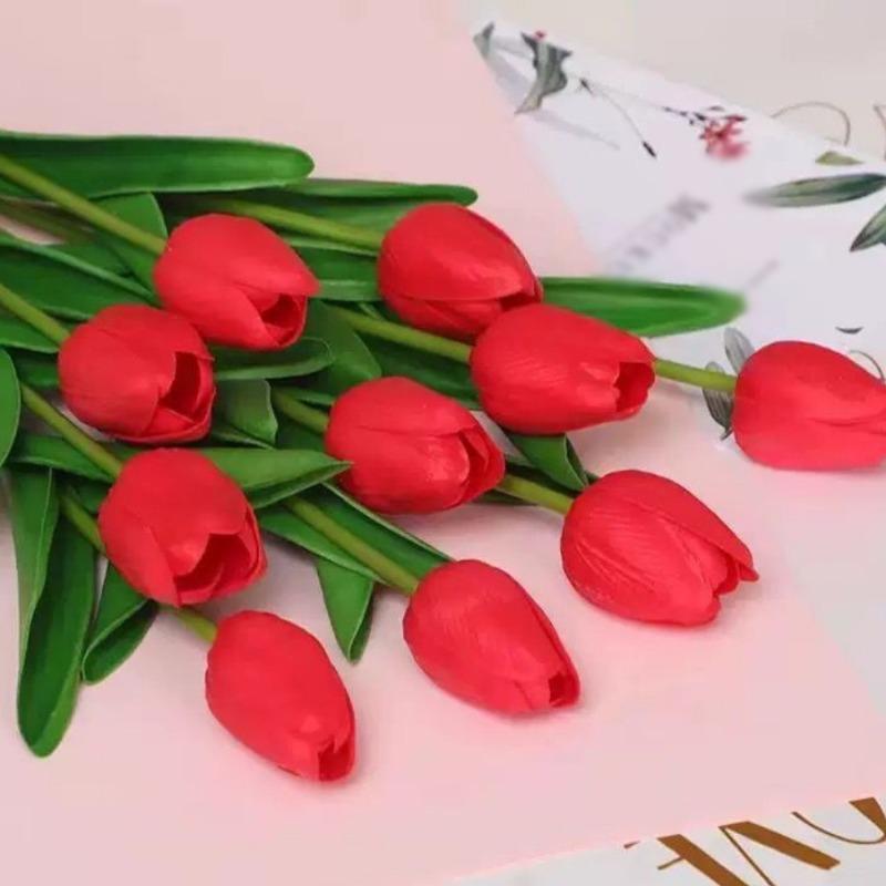 1-50 piezas de Planta Artificial Tulipán Palo Suave Decoración Mesa de Comedor Habitación Boda Fiesta Jardín Bricolaje Navidad Aniversario Decoración